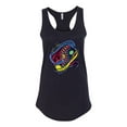 thumbnail image 2 of Wild Bobby, Colorful Sneakers Chucks Streetwear Ladies Racerback Tank Top, Black, Small, 2 of 3