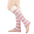 thumbnail image 2 of Leg Warmers for Women Girl 80S Y2K Ribbed Striped Leg Warmer Fleece Plush Trim Knitted Christmas Socks Fall Winter Streetwear Striped Knit Leg Warmers Christmas Leg Sleeves Knee Length Leg Cover Sock, 2 of 4