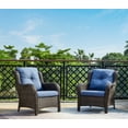 thumbnail image 3 of PARKWELL Outdoor Wicker Patio Chairs Set of 2,Lounge Chairs with Cushions for Porch Balcony Backyard,Brown Wicker and Blue Cushions, 3 of 8