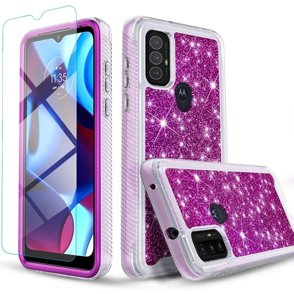 Circlemalls Case for Oneplus Nord N20 5G,  Screen Protector 12 Feet Drop Proof Phone Cover With Glitter Diamond - Purple