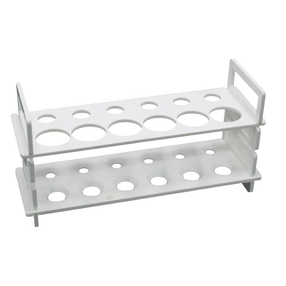 12 Hole Test Tube Stand - Holds (6) 30 mm Diameter and (6) 15 mm Diamater Test-Tubes, Stand is Made of Polythene - Eisco Labs