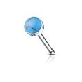 thumbnail image 1 of Nose Bone Stud Ring with Semi Precious Stone Set 316L Surgical Steel 20G 6mm, 1 of 15