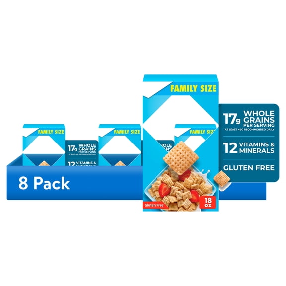 (8 pack) Rice Chex Gluten Free Breakfast Cereal, Homemade Chex Mix Ingredient, Family Size, 18 oz