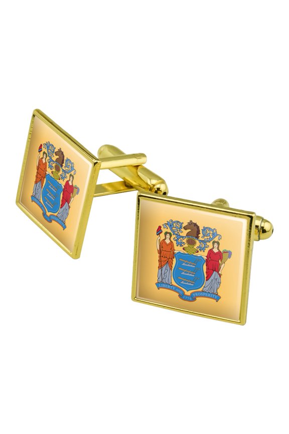 New Jersey State Flag Square Cufflink Set - Silver or Gold