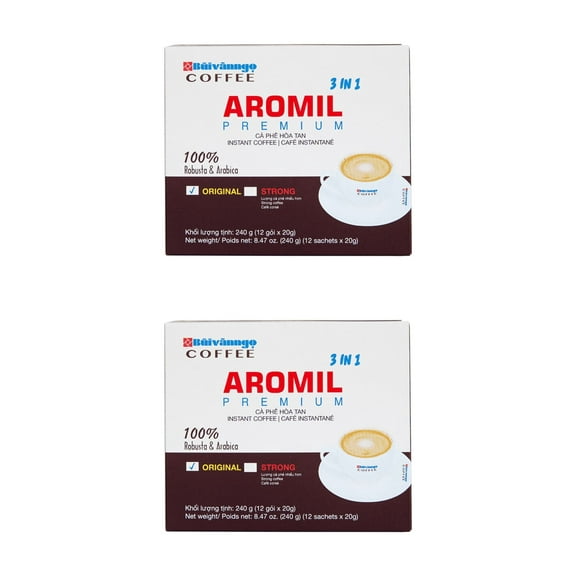 (Pack of 2 ) IBVN Aromil Original Instant Milk Coffee 8.47 oz ( 12 sachets per each box) | BUIVANNGO COFFEE | Vietnamese Coffee