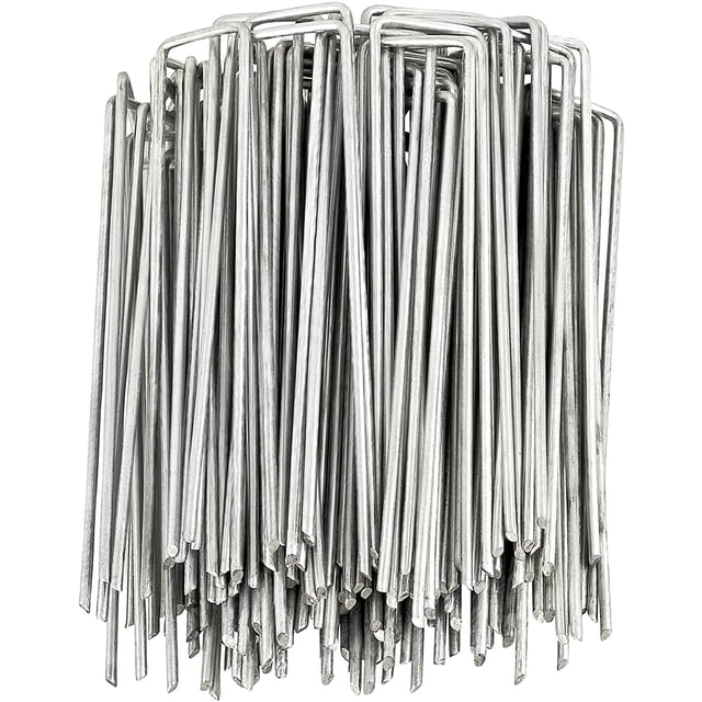 Apuakthei 50 estacas de fijación para tela de mantillo, estacas de jardín en forma de U de 150 mm x 40 mm, ? 3Mm, Jardín Para Lona Contra Malezas, Césped Artificial