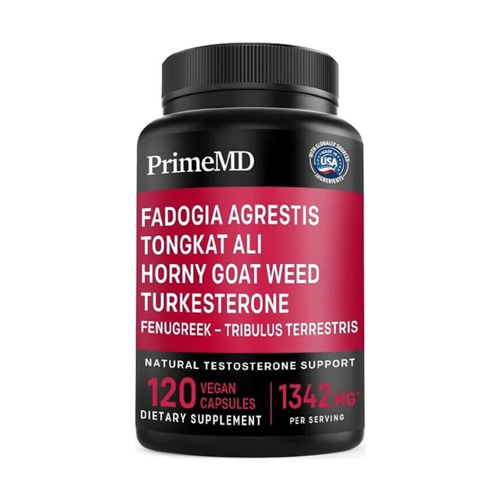 PrimeMD Fadogia Agrestis Tongkat Ali Supplement, Testosterone Booster for Men, 120 Count