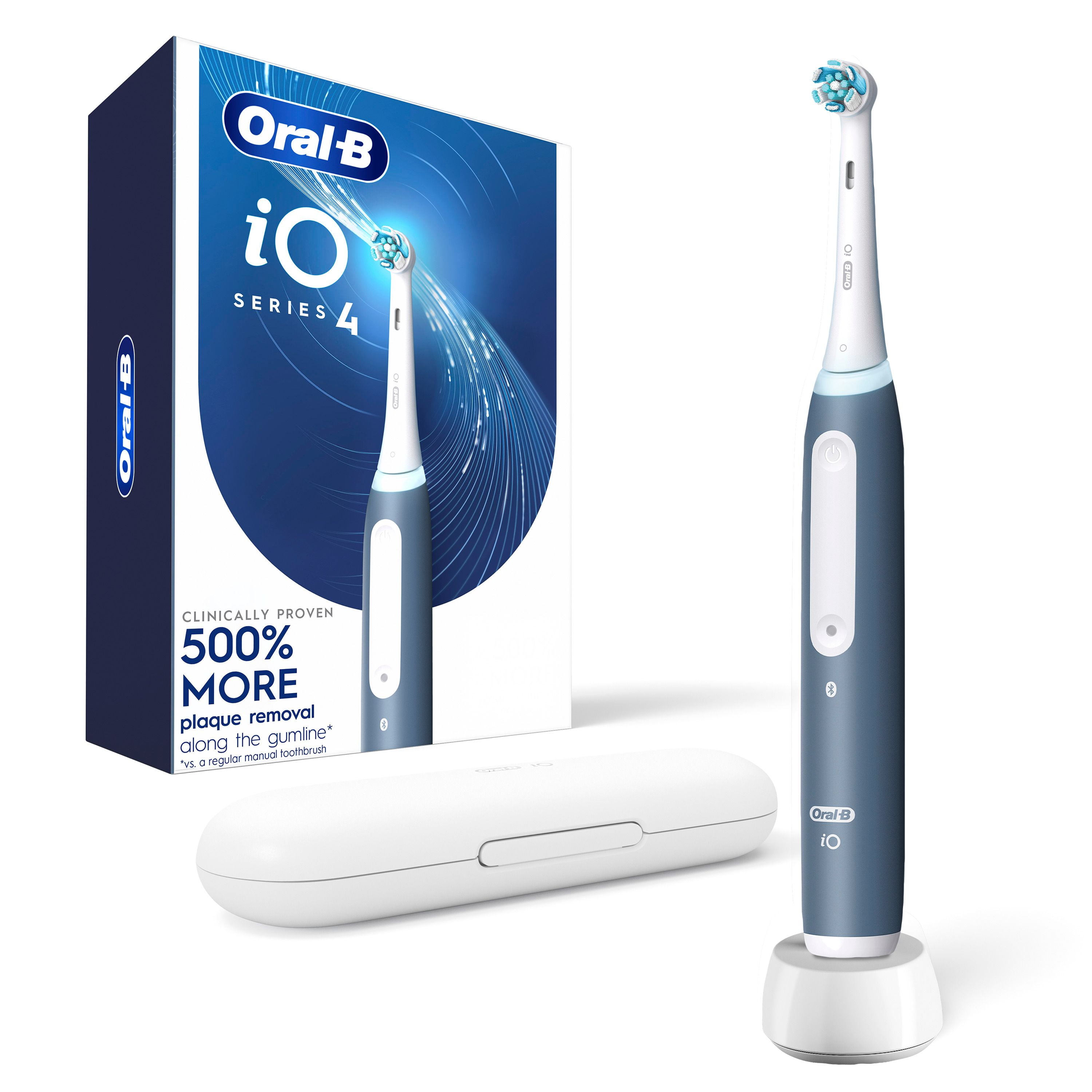 Oral-B iO Series 4 Electric Toothbrush with Brush Head, Rechargeable, Slate Blue, 1CT