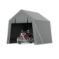 thumbnail image 2 of Motorcycle Storage Sheds 6x8 FT, Portable Shed with Rolled up Zipper Door, Waterproof, Storage Tent Heavy Duty for Motorcycle, Bike, Firewood, Garden Tools, Grey, 2 of 6