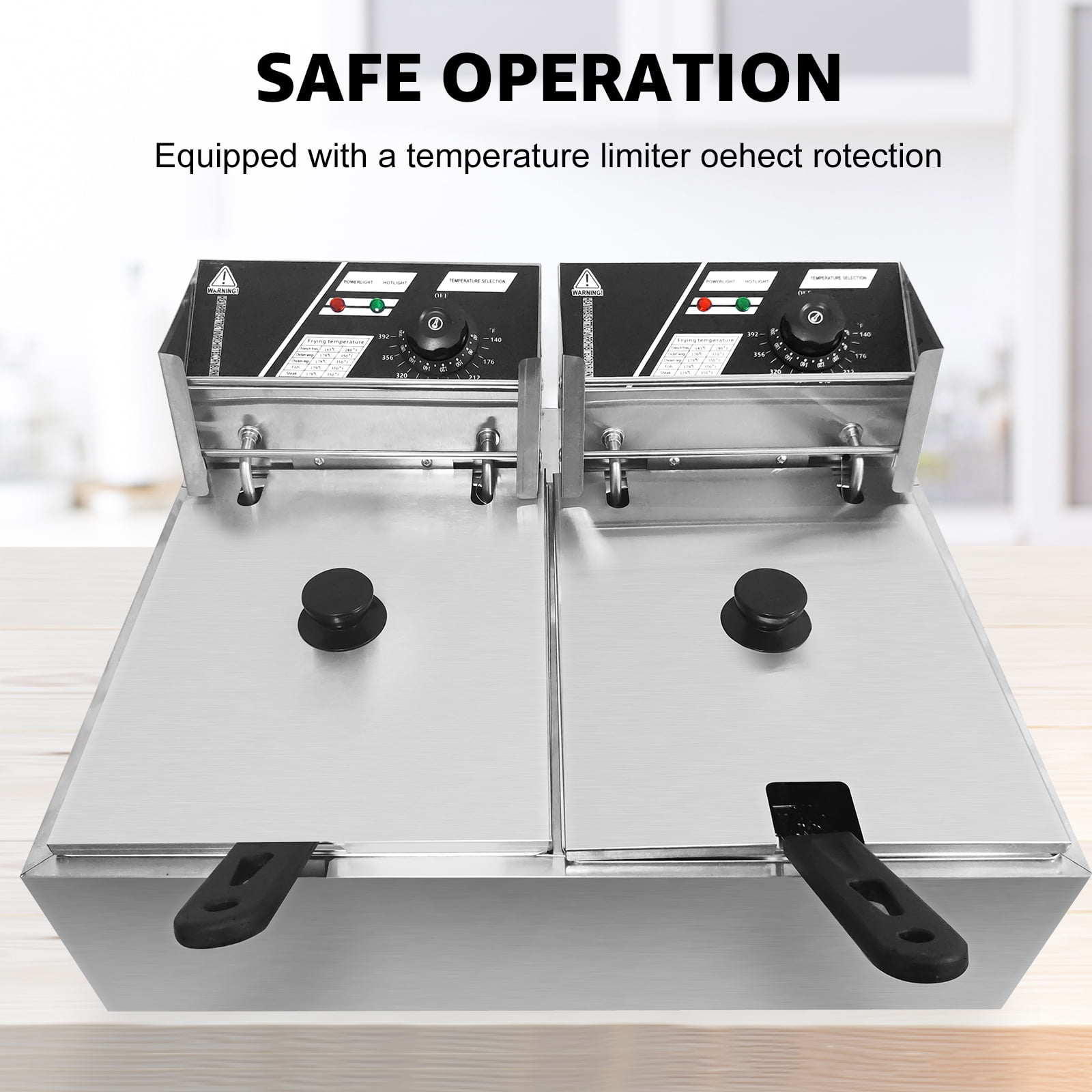 TUOKE 24L Commercial Electric Deep Fryer 5000W Professional Stainless Steel Countertop French Fry with Basket for Restaurant