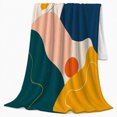 thumbnail image 2 of Abstract Orange Blue and Yellow Blocks, Energetic Modern Style for Art Lovers, Bright Geometric Flow Pattern and Birthday Gift, Cozy Flannel Blanket for Bedroom and Living Room, Home Decor, 2 of 9