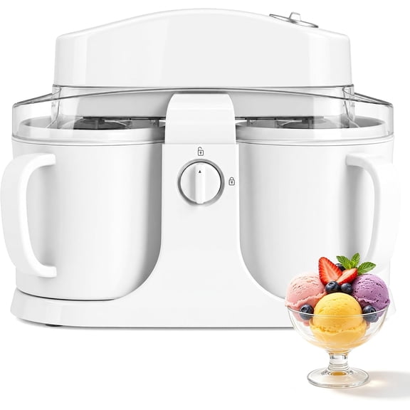 Home Ice Cream Maker Machine with 2 Ice Cream Bowls,0.9 quarts | Easy To Operate And Clean,Ideal For Homemade Ice Cream & Frozen Yogurt,Includes Recipes,15-25 Minutes