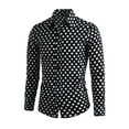 thumbnail image 2 of INSPIRE CHIC Men's Shirt Polka Dots Pattern Point Collar Long Sleeve Button Down Shirt 34 Black, 2 of 7