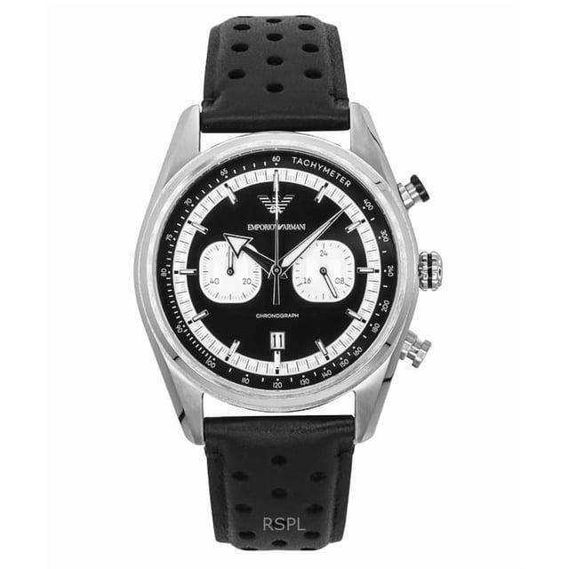 Emporio Armani Reloj Cronógrafo con Correa de Piel y Esfera Negra de Cuarzo AR11635 para Hombre
