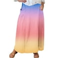 thumbnail image 2 of Mqqzkk Women's Color Gradient Midi Skirt Fashion Pleated Skirts High Waisted A Line Skirts Flowy Long Skirts Casual Summer Beach Skirts, 2 of 5