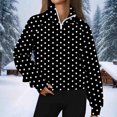 thumbnail image 2 of Womens Quarter Zip Sweatshirts 2026 Trendy Polka Dot Long Sleeve Stand Collar Tops Loose Fit Casual Spring Outfits, 2 of 5