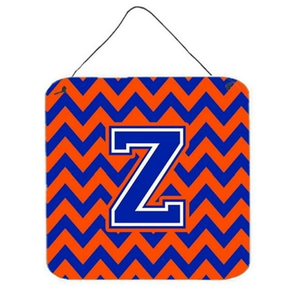 Letter Z Chevron Orange & Blue Wall or Door Hanging Prints, 6 x 0.02 x 6 in.