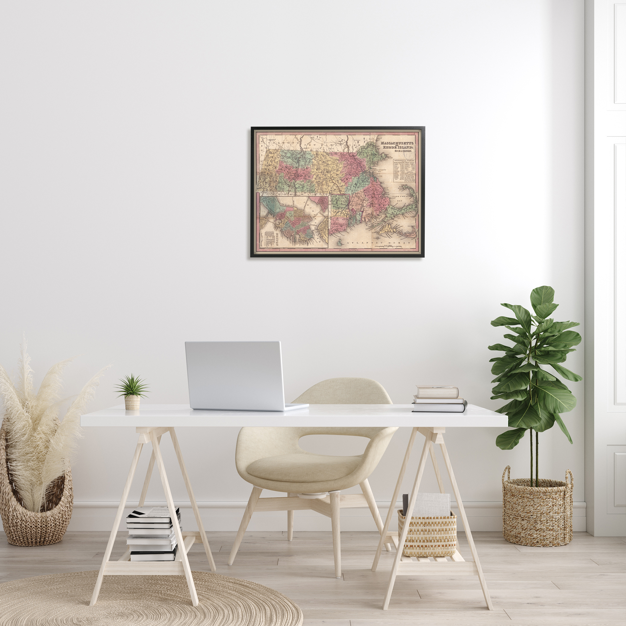 Stupell Industries Southern New England Map Massachusetts Rhode Island Cartography, 30 x 24, Design by Daphne Polselli