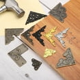 thumbnail image 5 of Uxcell 4 Pack Vintage Flat Corner Bracket, 2" x 2" Metal Desk Corner Protectors Zinc Alloy Decorative Edge Cover with Screw for Furniture Jewelry Box Gifts Box, Bronze, 5 of 6