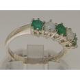 thumbnail image 4 of LBG British Made 18k White Gold Natural Emerald & Opal Womens Eternity Ring - 33 size options - Size 9.25, 4 of 7