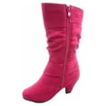 thumbnail image 2 of Auto 8k Youth Girl's Kid's Zipper Low Heel Round Toe Buckle Dress Boot ( Fuchsia, 12 ), 2 of 2