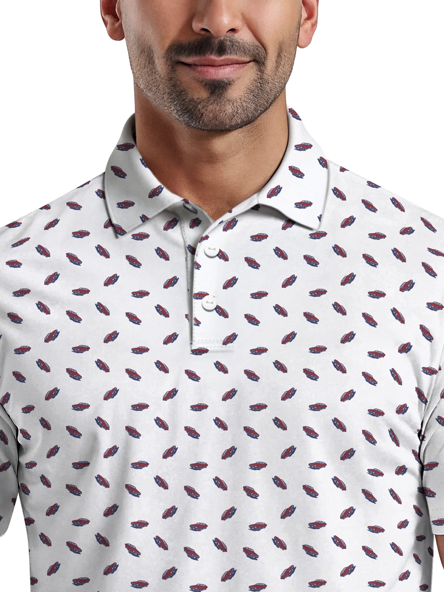 Ben Hogan Men's & Big Men's Performance Car Print Short Sleeve Polo Shirt, up to 5XL