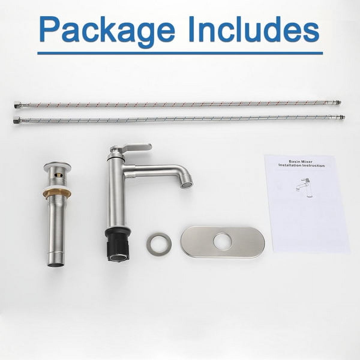 NEWATER Single-Hole Single-handle Bathroom Faucet with Drain Assembly, Brushed Nickel