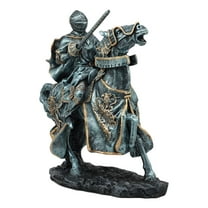 Ebros Medieval Jousting Suit Of Armor Knight On Cavalry Horse Statue 11"Tall