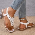 thumbnail image 5 of Flower Flip Flop Sandals for Women 2025 Summer Beach Casual Leather Flats Gladiator Thong Dress Sandals, 5 of 9