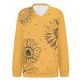 thumbnail image 6 of Women's Fashion Retro Floral Print Long-Sleeve V-Neck Sweatshirt with Dyed Effect Pattern, Unique Artistic Top for Women's Fashion Statement,Yellow,XL, 6 of 7