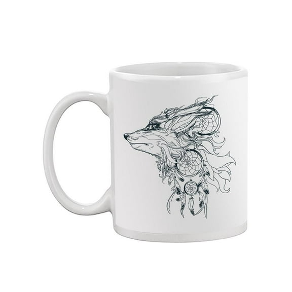 White Fox Outline Mug -Image by Shutterstock,