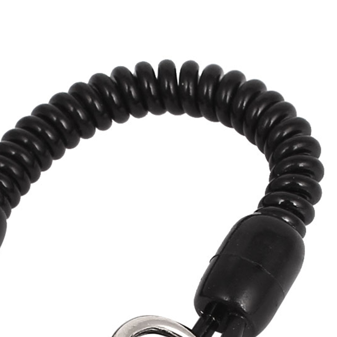 Unique Bargains Black Spiral Coiled Fishing Lanyard Wrist Coil Keychain for Hanging 1 PCS
