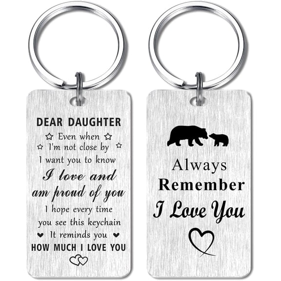 Daughter Keychain Gifts, I Love You Daughter Birthday Graduation Keychain, Love And Proud of You Key Chain Present from Mom Dad