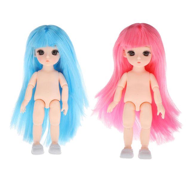 Muñeca BJD 1/12 Flexible de 16cm, Cuerpo Desnudo, Ojos 3D, Piel Blanca, Suministros de Juguetes para Hugo BJD Doll Body Girl