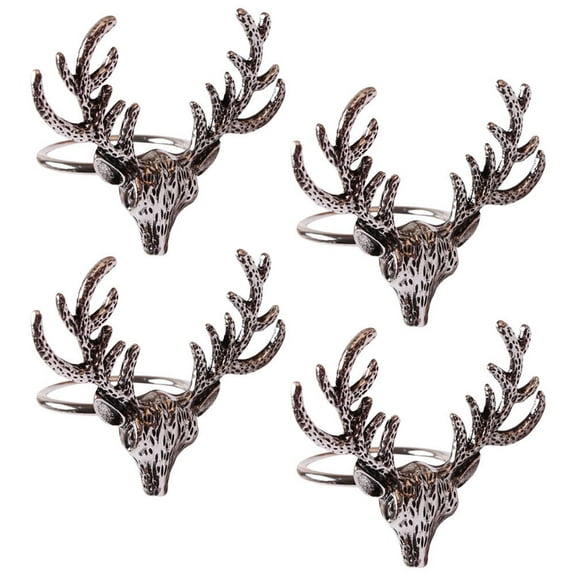 Raindrops 4pcs Christmas Napkin Buckles Decorative Deer Head Shaped Dinner Napkin Rings