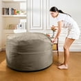 thumbnail image 5 of 4FT Bean Bag Chair, Minimalist Bean Bag with Velvet Cover, Fluffy and Comfy Bean Bag for Adults, Bean Bag Sofa Filled with High-Density Sponge for Gaming (Light Grey), 5 of 10