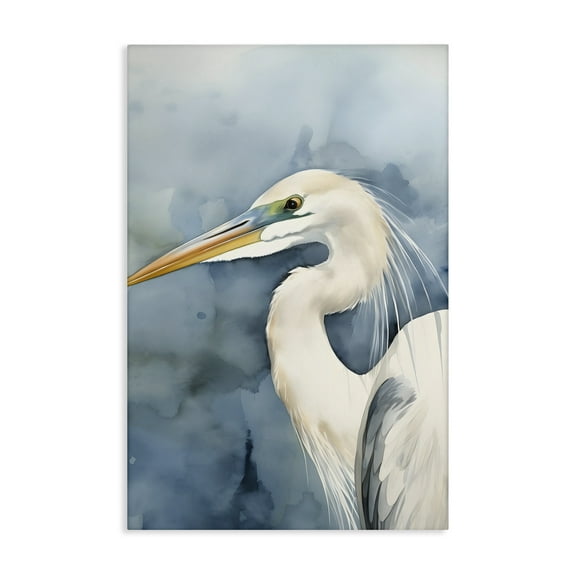 Stupell Industries Beach Bird on Blue Animals & Insects Painting Gallery Wrapped Canvas Art Print Wall Art, 16 x 24