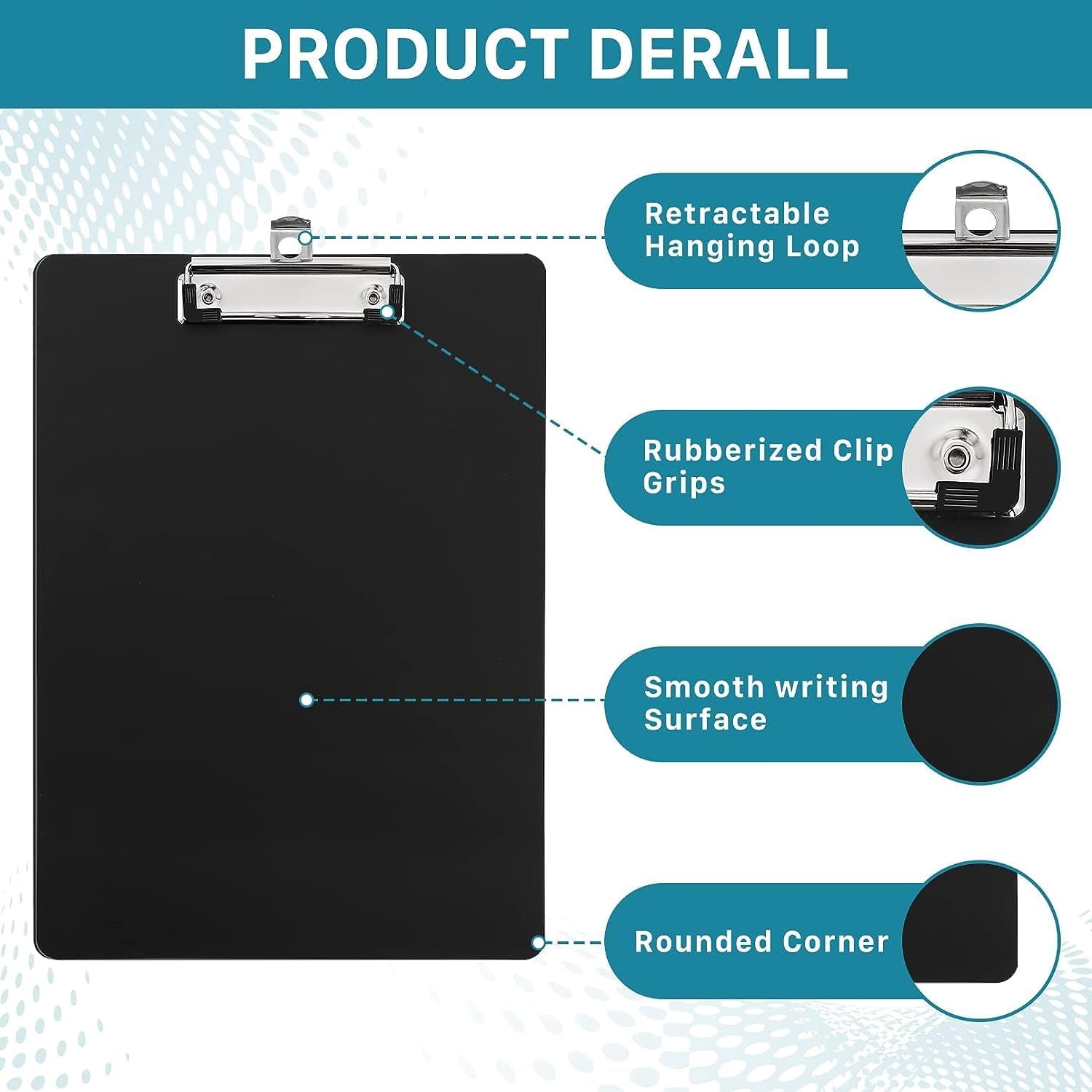 15 Pack Plastic Clipboards,Clip Boards Plastic Clipboard,Clip Board with Low Profile Clip,12.5x9 Inch Black Clipboard,Standard A4 Letter Size Clipboards for Classroom Office School Business Use