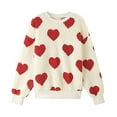 thumbnail image 4 of Red Hoodies for Women Teddy Sweatshirt Round Neck Long Sleeves Heart Printed Women Pullover Fall Tops for Women 2025, 4 of 5