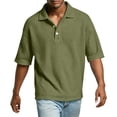 thumbnail image 6 of Fabrcox Men Polo Shirts Short Sleeve Waffle Henley Collared Men's Golf Shirts Sports Knitted Lightweight Casual Mens Workout Shirts Green XXL, 6 of 8