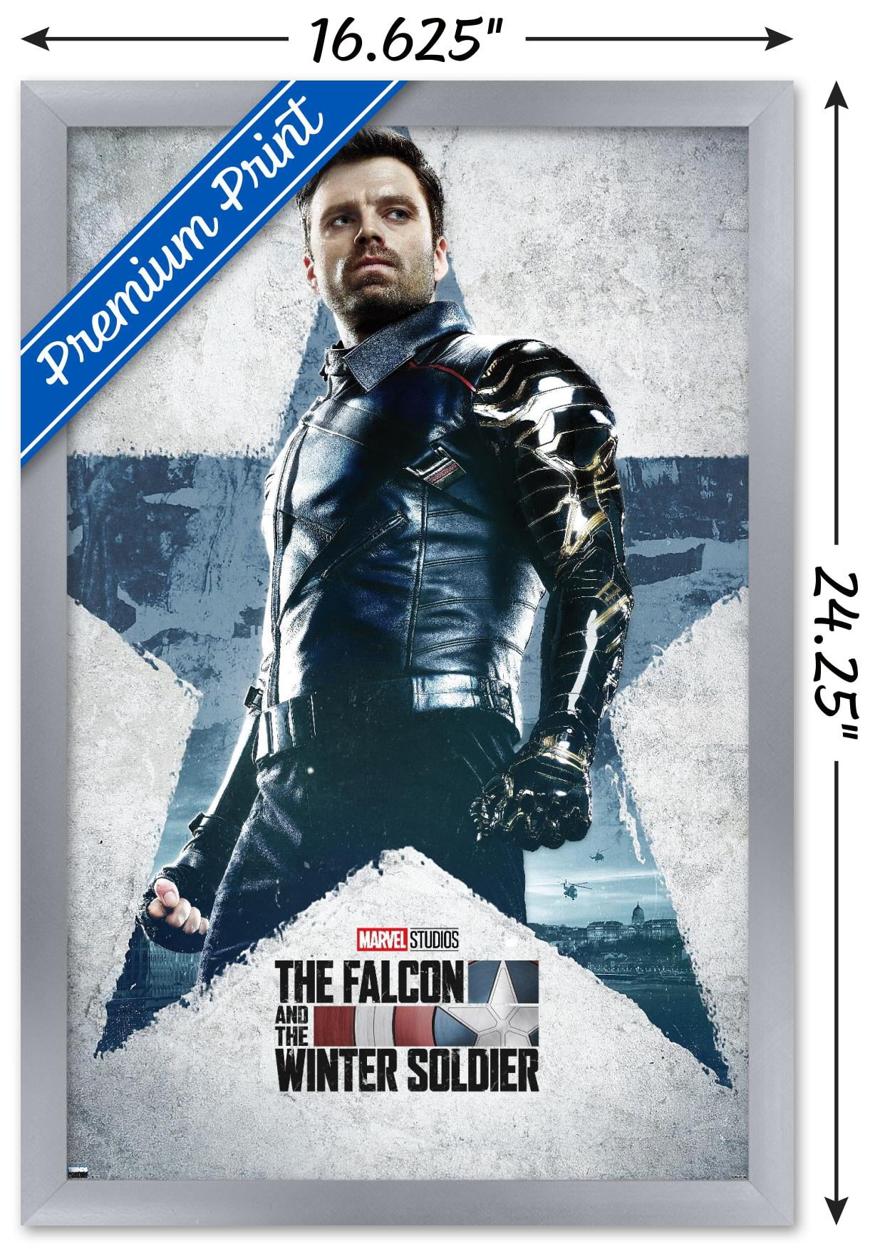 Marvel Falcon and Winter Soldier - Winter Soldier One Sheet Wall Poster, 14.725" x 22.375", Framed