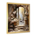 thumbnail image 2 of Designart "Blooms in Ancient Ruins I" Fashion Framed Wall Art - Glam Yellow Fantasy Entryway Framed Wall Art Print, 2 of 6