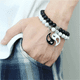 thumbnail image 3 of Pulsera Hecha Amano De Cuentas De Piedra Natural Yin Yang Xtellar blanco, 3 of 4
