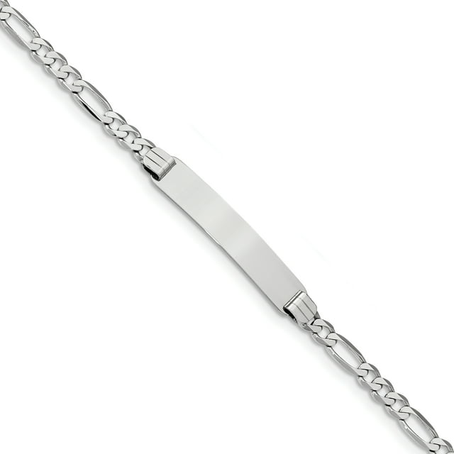 14k WG Figaro Link ID Bracelet (Weight: 7.81 Grams, Length: 7 Inches)