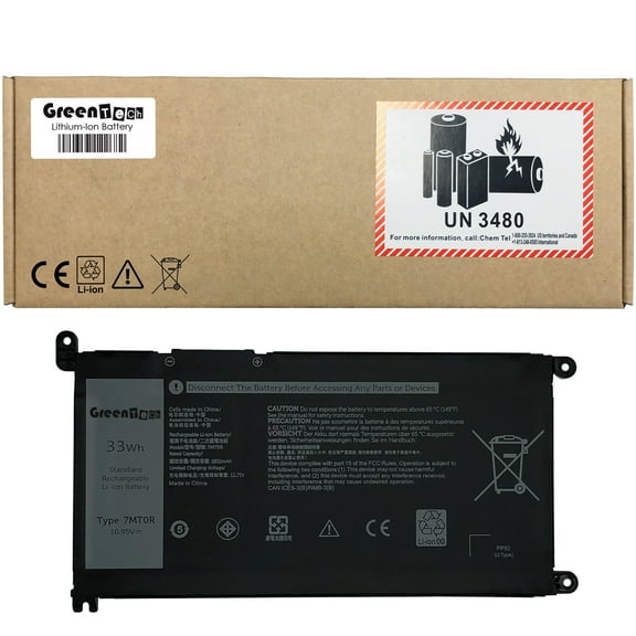 GREENTECH 7MT0R BATTERY FOR DELL CHROMEBOOK 3100 3400 5488 5493 5593 33WHR DN33X 10.95V 33WHR