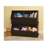 3-Bin Stackable Storage Cubby - Modular Organizer for Toys, Books & Crafts - Gray Finish