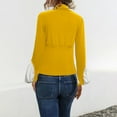 thumbnail image 4 of Long Sleeve Turtleneck Shirts for Women Peplum Hem Casual T-Shirt Fashion Fall Casual Loose Fit Patchwork Blouses (Yellow S), 4 of 6