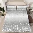 thumbnail image 2 of Homewish Chic Diamond Twin Sheet Sets,Glitter Print Twin Fitted Sheet,Gray Silver Flat Sheet For Girls Kids,Super Cozy Room Decor,3pcs, 2 of 7