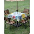 thumbnail image 4 of Outdoor Tablecloth with Umbrella Hole for Patio/Picnic/Party/Camping, Summer Ocean Waterproof Table Cloth Square Cover Washable, Sea Starfish Shell Flowers Lemon Blue Stripes (60"x 60"), 4 of 8