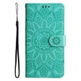 thumbnail image 2 of Dteck Fit for Apple iPhone 14 6.1 inch Wallet Case with Wrist Strap,Stylish Flower Embossed Pattern PU Leather Magnetic Clasp Flip Stand Card Slots Purse Phone Case for Women Girls,Green, 2 of 16